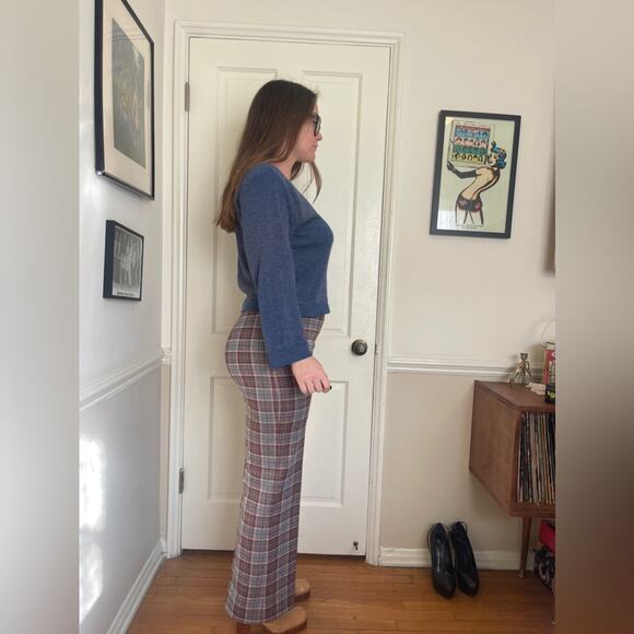 50s Vintage Navy Blue Notre Dame Rayon Knit Sweater - Picture 3 of 9